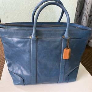 Coach F1269-70487 Blue Large Leather Shoulder Tote Bag Purse